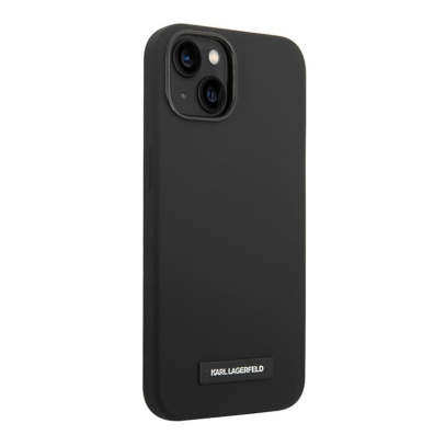 Чехол для iPhone 14 с MagSafe Karl Lagerfeld Liquid silicone Plaque logo Hard (KLHMP14SSLMP1K) Чёрный