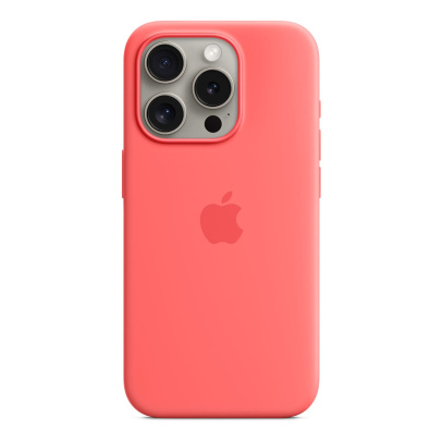 Чехол Silicone Case для Apple iPhone 15 Pro с MagSafe Guava, розовый