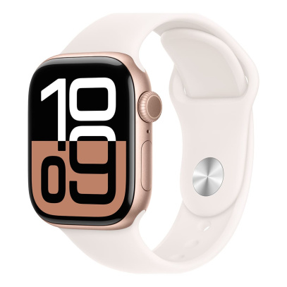 Apple Watch Series 10, 42 мм корпус из алюминия цвета «Rose Gold», ремешок Sport Band размера M/L цвета «Light Blush»