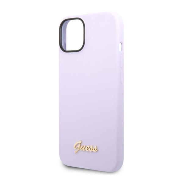 Чехол Guess для iPhone 14 CG Mobile Liquid silicone Gold metal logo Hard (GUHCP14SSLSMU) Сиреневый