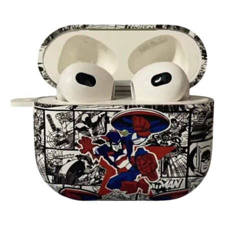 Чехол для AirPods 3 COQUE POUR Белый с рисунком Captain America