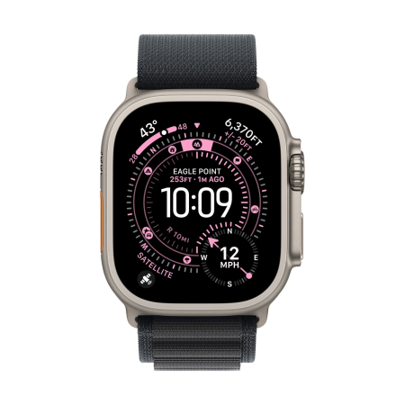 Apple Watch Ultra 3 (2025), 49 мм корпус из титана цвета «Natural», ремешок Alpine Loop размера L цвета «Black»