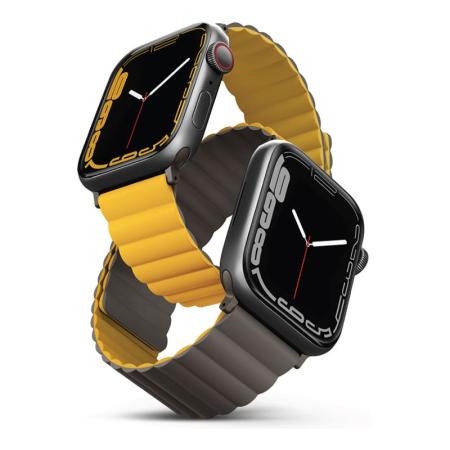 Ремешок для Apple Watch 42/44/45/49 mm UNIQ Revix Reversible Magnetic (45MM-REVMUSKAK) Желтый/Серый