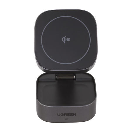 Беспроводное зарядное устройство UGREEN W702 15WQi2 2в1 Magnetic Wireless Charger (35316) Серый
