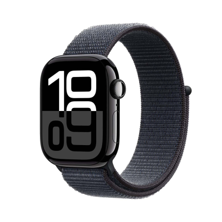 Apple Watch Series 10, 42 мм корпус из алюминия цвета «Jet Black», ремешок Sport Loop цвета «Ink»