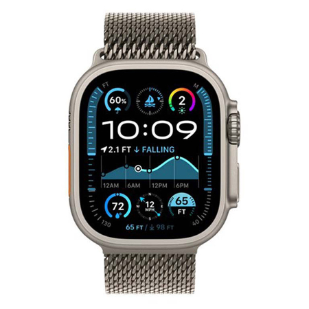 Apple Watch Ultra 2 (2024), 49 мм корпус из титана цвета «Natural», ремешок Titanium Milanese Loop размера S цвета «Natural»
