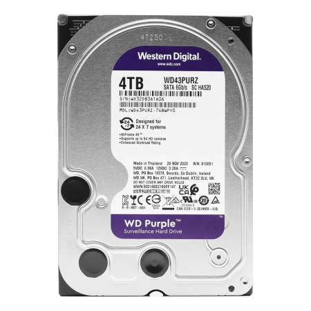 Жесткий диск HDD 3.5" WD Purple 4Tb Serial ATA III, 5400 об/мин (WD43PURZ)