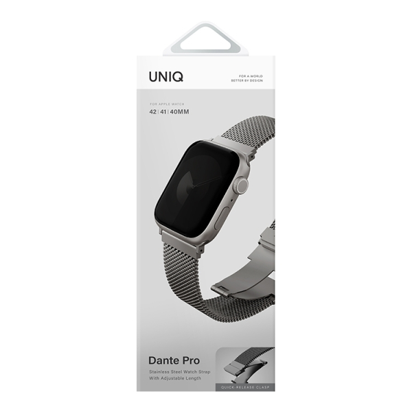 Ремешок для Apple Watch 38/40/41/42 mm UNIQ Dante Pro Titanium Silver, серебристый