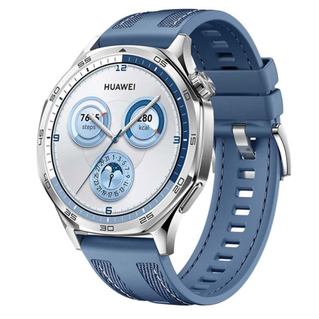 Часы HUAWEI Watch GT 5 Silver, 46 мм, цвет корпуса серебряный, цвет ремешка синий