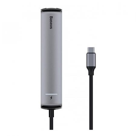 Переходник Baseus для MacBook HUB Mechanical eye 6в1 (USB/HDMI/Type-C/RJ45) (CAHUB-J0G) Deep Grey, тёмно-серый