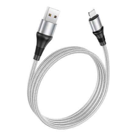 Кабель hoco. USB – Lighting, 2.4A, 1 м (X50) Серый