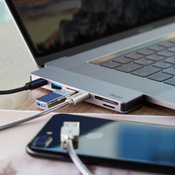 USB-C адаптер Deppa для MacBook 7в1 (73121) Графит