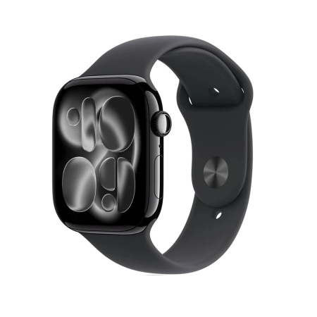 Apple Watch Series 11, 42 мм корпус из алюминия цвета «Jet Black», ремешок Sport Band размера S/M цвета «Black»